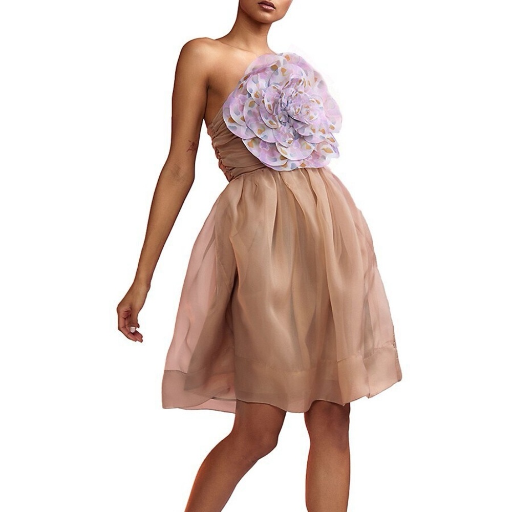 NWT Cynthia Rowley Organza Flower Strapless Dress